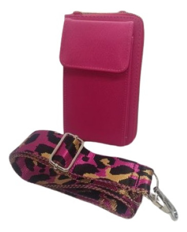 Cartera Porta Celular Bandolera + Strap Animal Print