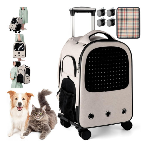 Pet Rolling Carrier With Wheels Carrier Backpack With Wheels