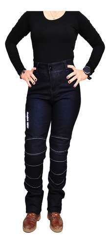 Pantalon Mujer Motociclista Mezclilla Kevlar Proteccion Ce