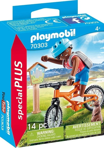 Imagen 1 de 7 de Playmobil Ciclista De Montaña Bicicleta Special Plus 70303