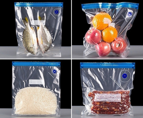 Kit 50 Saco Reutilizável Conserva Alimentos À Vácuo 22x21cm