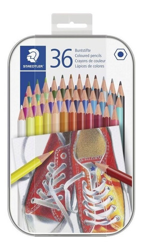 Imagen 3 de 6 de Estuche Metalico Lata Con 36 Lapices De Colores Staedtler