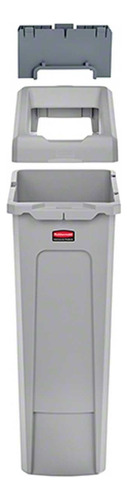 Kit Slim Jim Reciclaje Rubbermaid Cesto + Tapa + Conector Color Gris