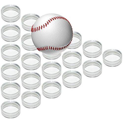 Ifamio 20 Pcs Round Baseball Stands 1.25 Inch Clear Ring Acr