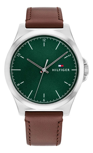 Reloj Tommy Hilfiger Hombre Cuero Marron Verde Th1710602