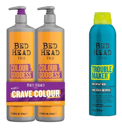 Tigi Colour Goodless Shampoo + Acond 970 Ml + Trouble Maker