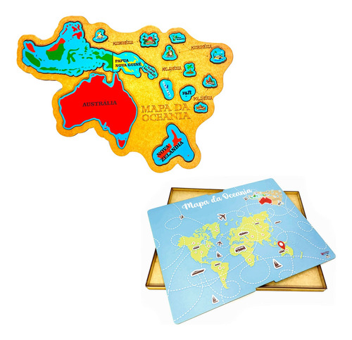 Quebra-cabeça Mapa Da Oceania Com Caixa