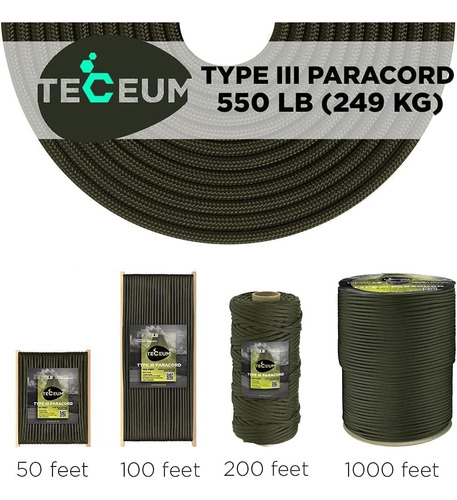 Cuerda Paracord De Nylon Para Supervivencia - 305m/61m/37m/3