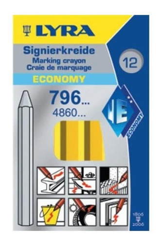 Crayón Marcador Cera Albañil Amarillo Industrial Lyra X 12u 