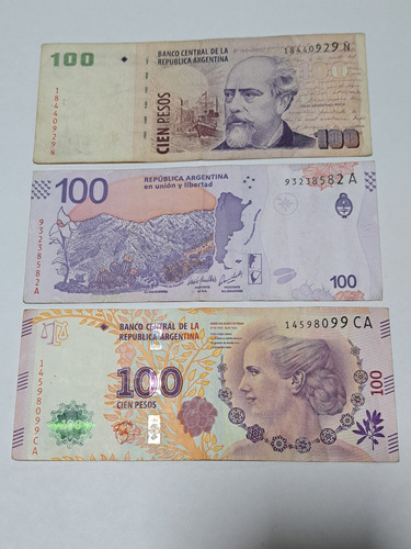 4 Billetes 100 Pesos Taruca Roca Eva Evita $100 Cien Pesos