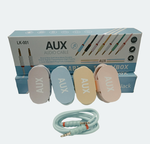 Cable Auxiliar 3.5 De Goma Macaron  Pack X 10 Unidades 