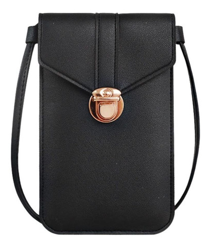 Bolso pequeño para mujer con visera táctil, soporte para teléfono celular, venta al por mayor, color negro