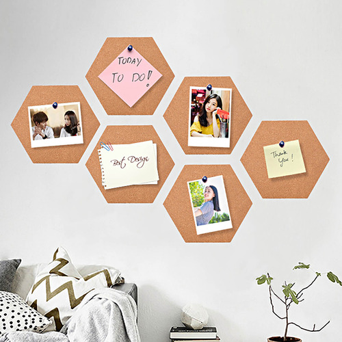 Tablero De Mensajes Hexagonal De Corcho, Foto, Adhesivo Para
