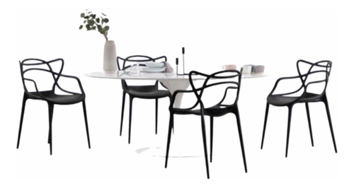 Combo Mesa Tulip Oval 150 + 4 Silla Eames - Alto Impacto -