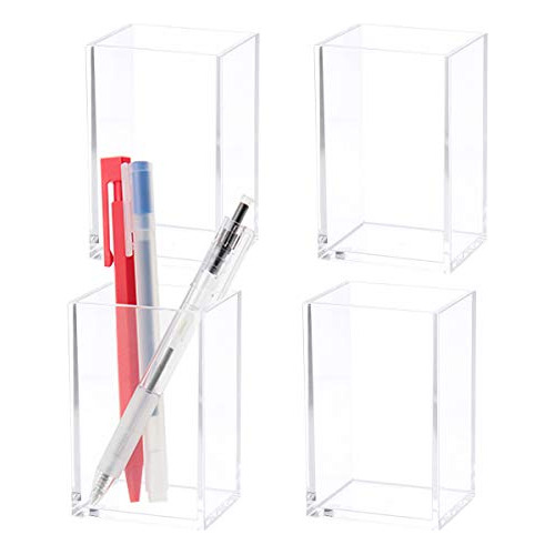 4 Pack Acrylic Pen Holder Clear Pencil Holder Square Or...