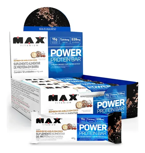 Barra de Proteína Max Titanium 41g - Sabor Avelã com Coco