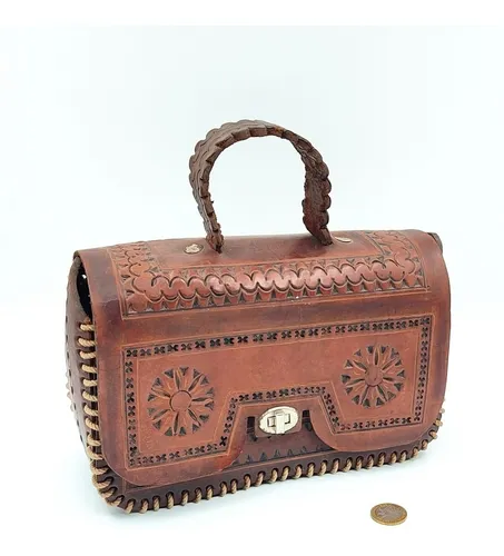 Cartera Cuero Artesanal Tiento Cosido mod 3 Talabarteria