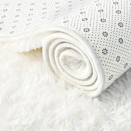 Alfombra Pelo Largo Suave 91x51cm Costado Pie De Cama Peluda 91 Cm 51 Cm Liso Con Vetas Miel Claro