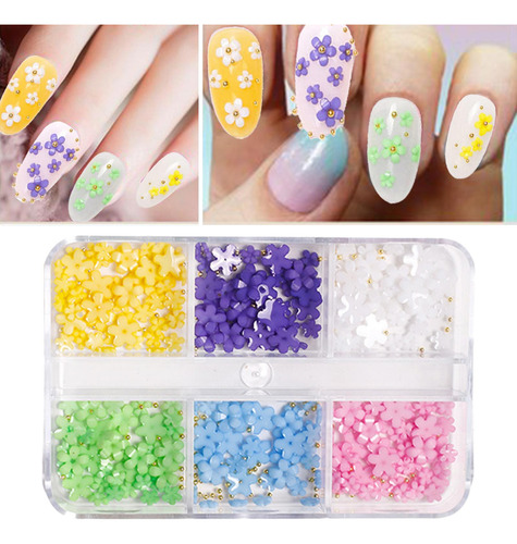 2 Conjunto De Adornos Florales En 3d Para Uñas, 2 Piezas