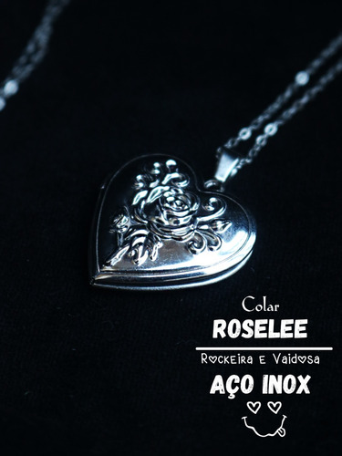 Imagem 1 de 3 de Colar Roselee Relicário Em Aço Inox