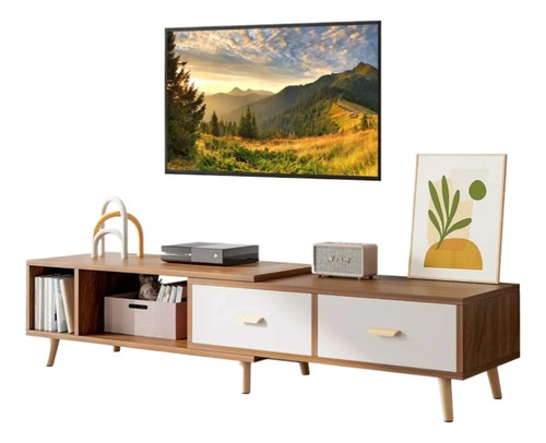 Rack Mueble Tv Ancho Extendible 180-258cm Moderno Minimalist Marrón