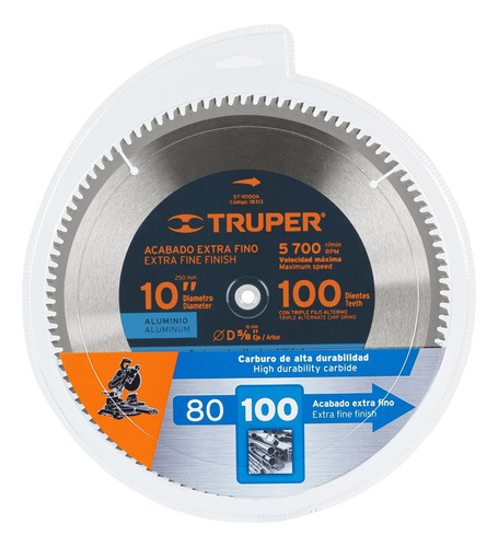 Disco Sierra Circular 10 100 D Para Aluminio Truper 18313