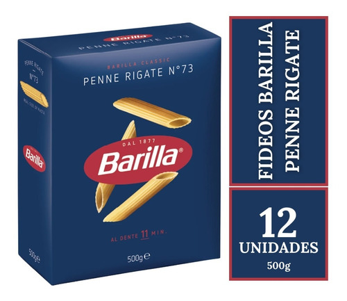 Fideos Penne Rigate Barilla Pack X 12 X 500g. - Italia
