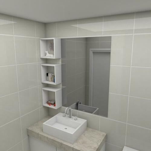 Kit de 4 nichos cuadrados para pared Roma, MDF, habitación, 15 mm, 20 x 20 cm, color blanco