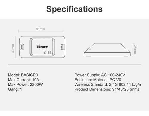 Interruptor Wifi Sonoff Basic Rf R3 Acepta Controles Remotos