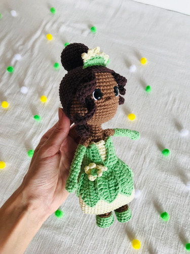 Tiana Amigurumi Muñeca Tejida La Princesa Y El Sapo Nadeem Verde
