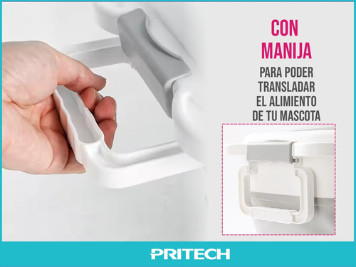 Contenedor Plegable De Alimento 10 Kls Comida Para Mascotas Con Ruedas Y Manija Hasta 10 Kls De Alimiento Blanco Con Gris