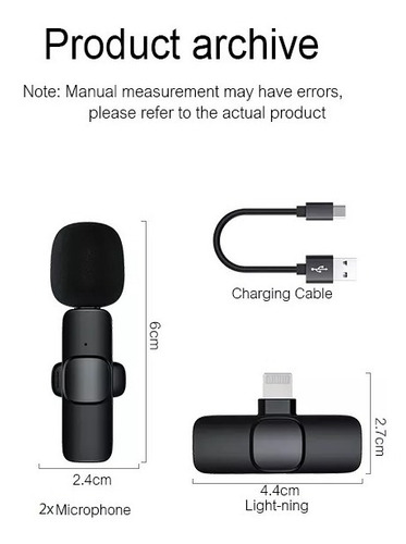 2 Micrófonos Lavalier Solapa Inalámbrico Compatible iPhone