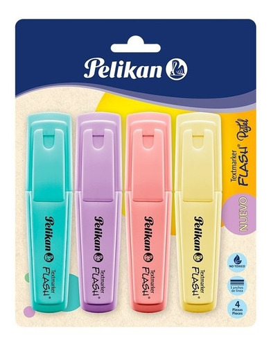 Resaltador Pelikan Flash Pastel X4 Colores