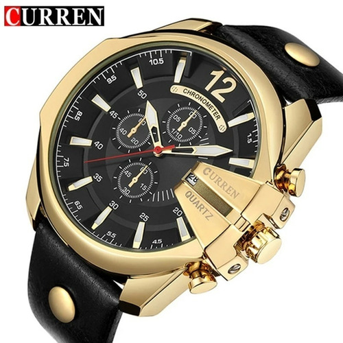 Relógio Original Curren Masculino C/ Pulseira Couro + Brinde