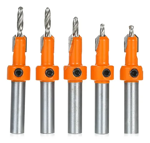 YIXISI 5 Brocas Avellanadas De 10 Mm Para Carpintería – HSS Cónico Con Llave Hexagonal Y Tornillos, Para Madera Y Metal Blando