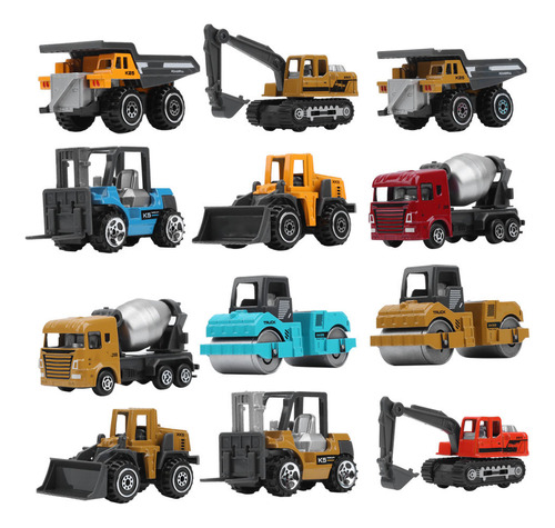 12 Unidades, Modelo 1:64, De Camiones De Construcción, Jugue