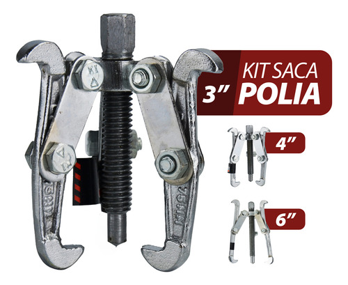 Kit Sacador De Polia E Rolamentos 75/100/150mm Com 3 Garras