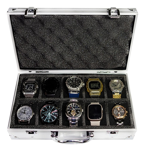 Estuche Maletin Reloj Lujo Aluminio Luxury Premium 10 Slots