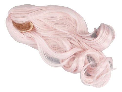 Peluca De Muñeca Rosa De Seda Suave, Larga Y Rizada, Con Ray