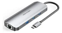 Comprar Hub Usb Multipuerto Vention - 9 En 1 - Usb C A Hdmi + Rj45 + 3 Puertos Usb 3.0 + Lector De Tarjetas Sd Tf+ Aux 3.5 + Pd 100w Usb C - 4k - Carcasa Aluminio - 15 Cm - Para Pc \u002F Mac \u002F Laptop - Tolhb