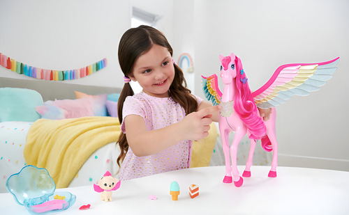 Barbie A Touch Of Magic Set Juego Pegaso Rosa Con Perrito Ma