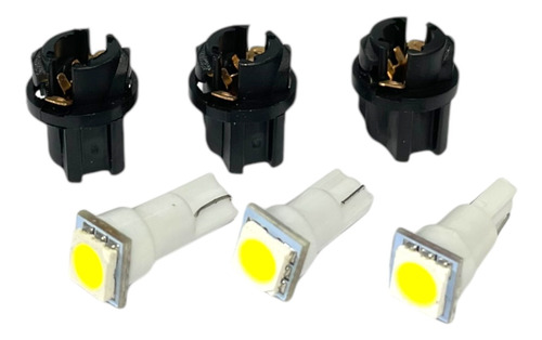 3x Base Mini T5 + 3x Foco Mini Pellizco T5 Led 12v 1w Blanco