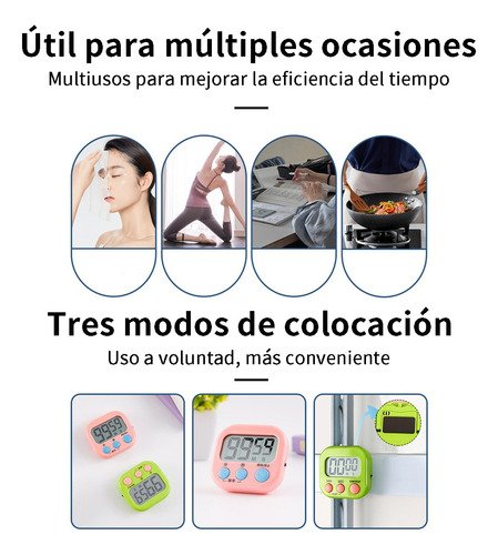 8p Temporizador Cocina Digital Huevo Timer Cronómetro Alarma Blanco