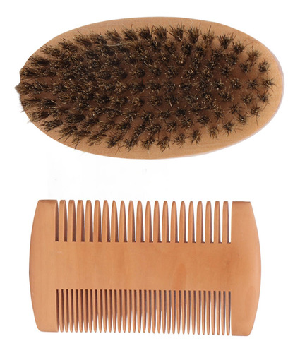Kit De Cepillos Para Barba De Madera, Doble Cara, Suave Y Mo