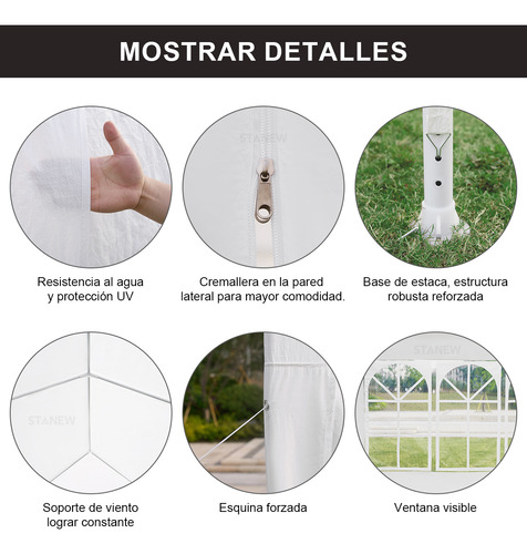 Toldo Carpa Reforzado 3x6 Metros Stanew Blanco Eventos 6x3