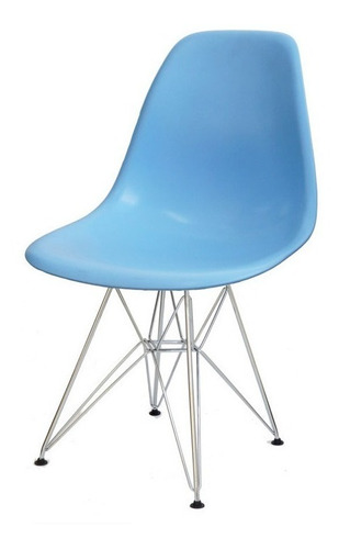 Cadeira de jantar BoxBit DKR Eames polipropileno base cromada, estrutura de cor  azul-claro, 1 unidade