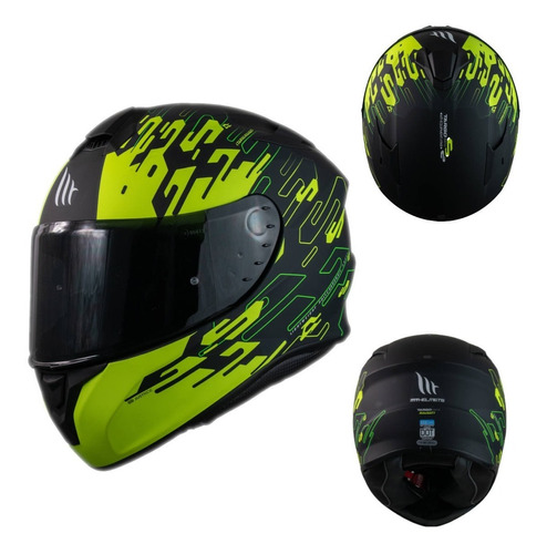 Casco Integral Moto Mt Helmets Targo Ff106 Rougat Amarillo Tamaño del casco XL(61-62 cm)