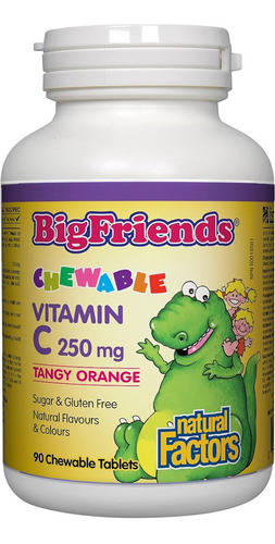 Natural Factors Big Friends Vitamina C mastigável 90 comprimidos