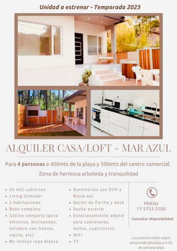 Imagen 2 de 5 de Alquiler De Casa / Depto P/4 Personas A Estrenar En Mar Azul