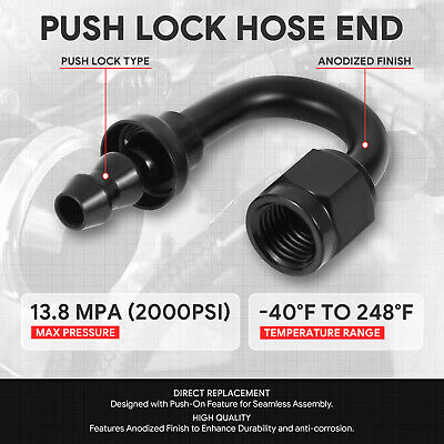 4an To 1/4 Barb 6061-t6 180 Degree Push Lock Hose End F Zzf